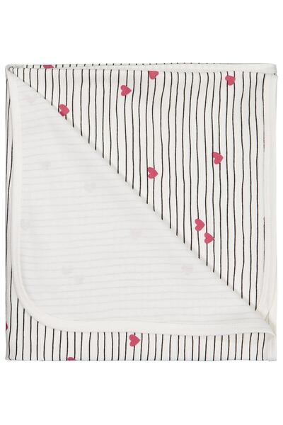 Civil Baby Line Heart Printed Blanket - Ecru Standard