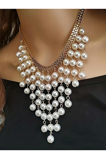 Take Two By Styli Embellished Tassel Faux Pearl Necklace