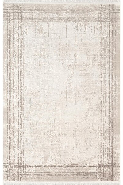 Karmen Halı Look Classıc LK003G Çerçeveli Krem Gri Modern Desen Akrilik Dokum...