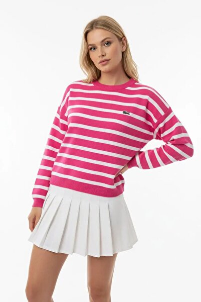 Park Karon Women's Crew Neck Striped 100% Cotton Knitwear Sweater 10273.Ctn