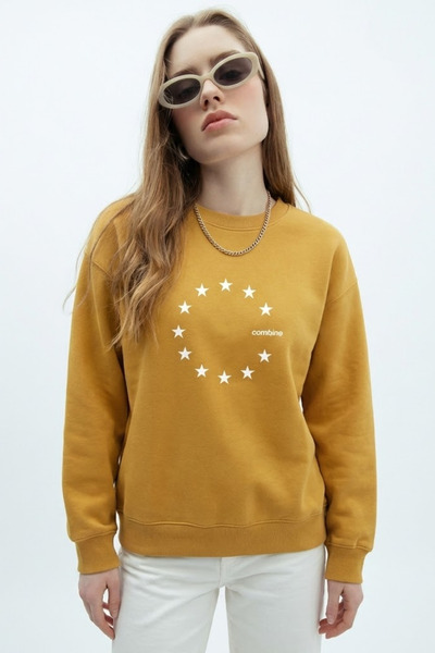 COMBİNE MİCHAİL Ženska zvezda Evropa Štampano džemper u boji senfa