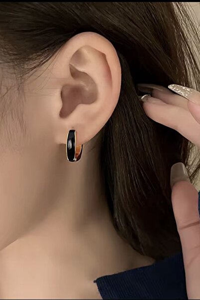 DEMOKAN Kadın Küpe 14k Gold Renkli Mineli Preminium Halka Küpe