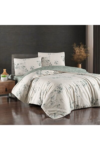 First Choice Lenjerie pat dublu bumbac ranforce Mary Bej cu flori