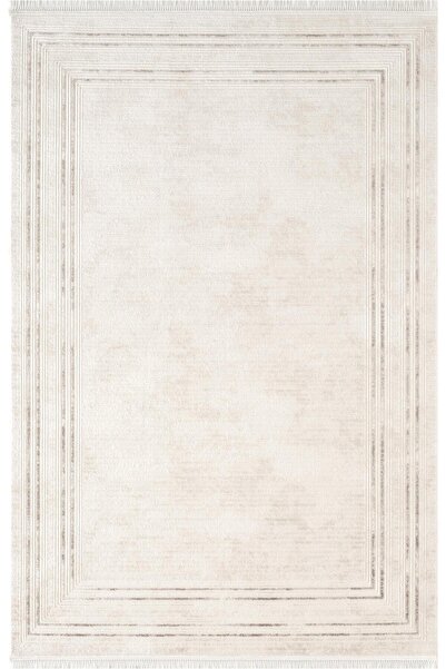 Karmen Halı Look Classıc LK001W Çerçeveli Krem Gri Klasik Desen Akrilik Dokum...