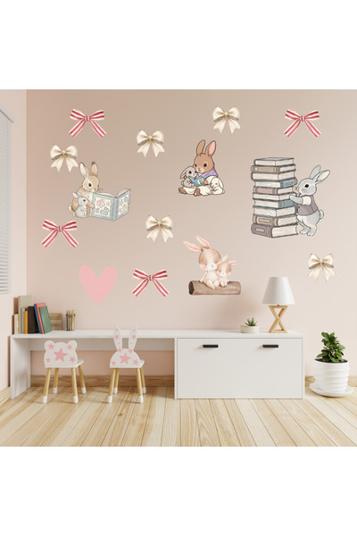 cyatelier Rabbit Children's Room Wall Sticker Cute Animal Figured Baby Room Pastel Decorative Wall Ornament
