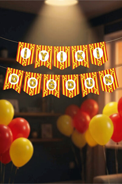 Bunloon Yellow Red Football Themed Happy Birthday Zigzag Banner Ornament