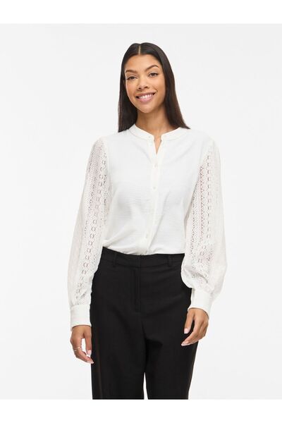 VILA Langarmhemd VIENOLA Spitzen