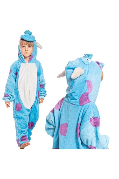Other Kigurumi jumpsuit for children — Hooded onesie, blue monster pattern