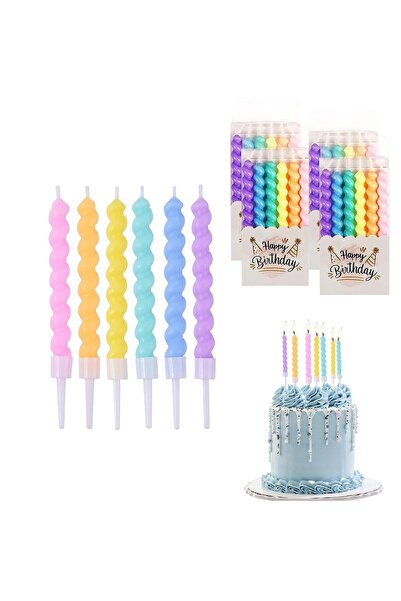 Other Birthday Spiral Candles - Set of 24, Wax, Multicolor, 9.6 cm with Plast...