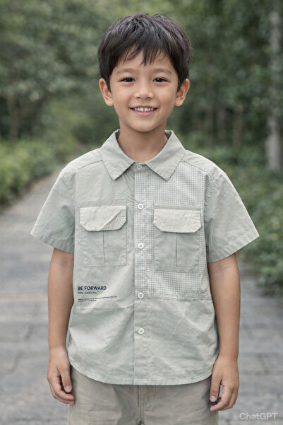 TAALIYAH Kids Short-Sleeve Patchwork Shirt-Boys
