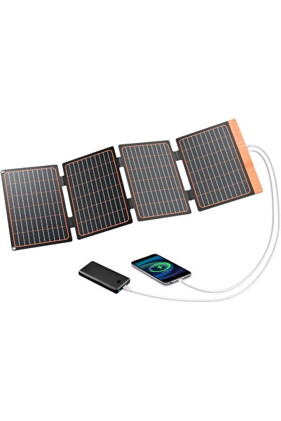 FlexSolar Panou solar portabil 40W cu USB-A si USB-C PD2.0, pliabil, ETFE mon...