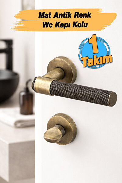 Badem10 (1 Takım-Çift) Milano Seri Yuvarlak Rozetli Modern Banyo-Wc Kapı Kolu...