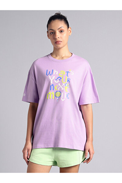 Cult By Styli Women Purple Sporty Graphic Oversized T-Shirt