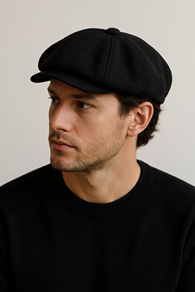 HatClub Exclusive Black Men's Wool Cap Hat Classic Newsboy Style, Comfortable...