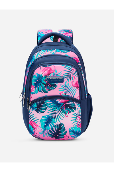 Lavie By Styli Flamingos Navy Blue Backpack 17Inch 30L