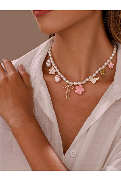 Take Two By Styli Pearl Charm Necklace