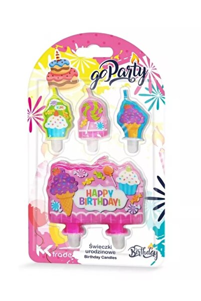 zola Set de 4 lumânări diferite pentru ziua de naștere, 3 lumânări tip brioșă...