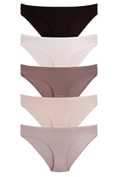 delis Set 5 perechi de chiloti din bumbac, pentru dama, 33000, Nude