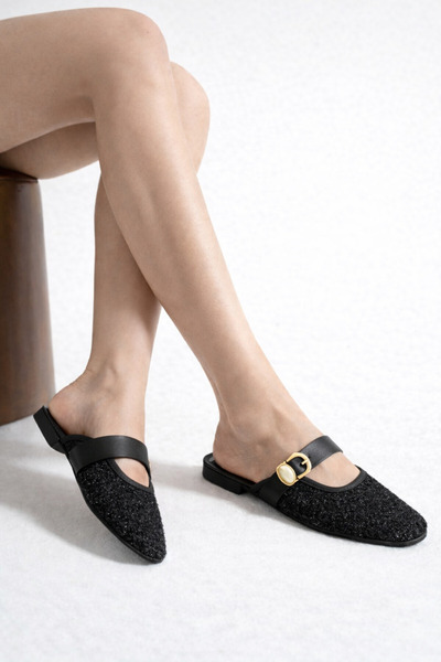 STOCON Women's Belted Buckle Closed Stylish Slippers Gift Daily Dowry Stylish...