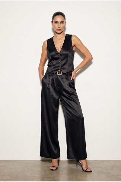 Quzu Women's Canvas Trousers Pnt01369 Black