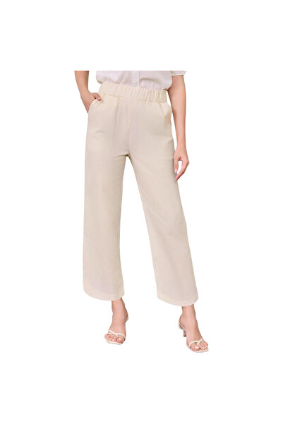 Other Pantaloni de Vară Femei - Bumbac, Talie Înaltă cu Elastic, Buzunare - B...