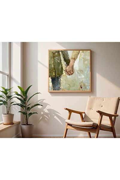 woodhomeworks Ahşap Çerçeveli büyük boy Kare Tablo 50cm love