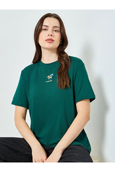 Styli Women Green Embroidered T-Shirt