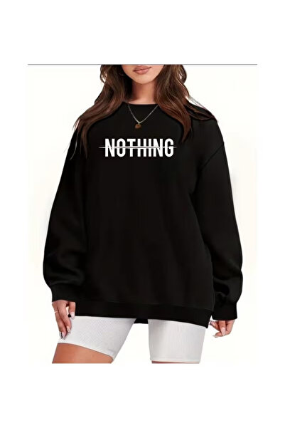 PENTHİLUS Unisex Nothing Trendy Oversize Sweatshirt with Print Design
