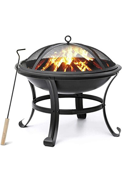 Extra Fire Pit with Mesh Cover, Metal, Portable, for Outdoor/Garden/Patio/Cam...