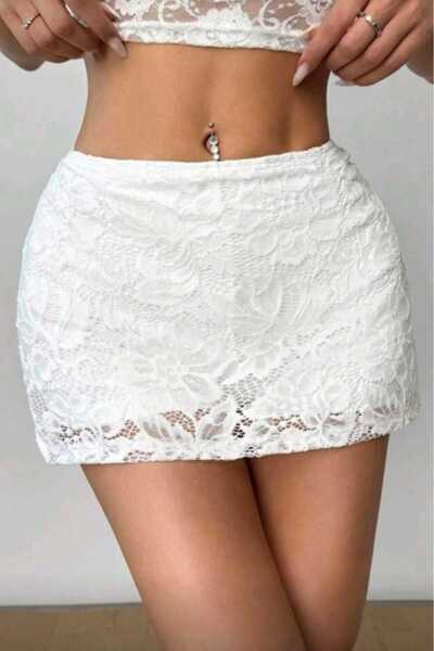 Yenicici Women's mini short lace skirt with shorts inside party skirt fantasy...