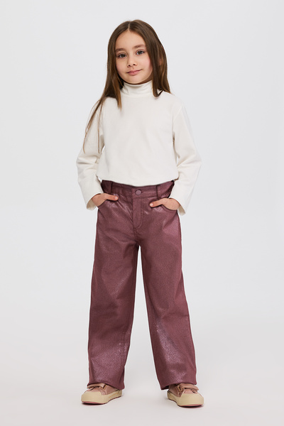 Panço Kız Çocuk Simli Bordo Pantolon