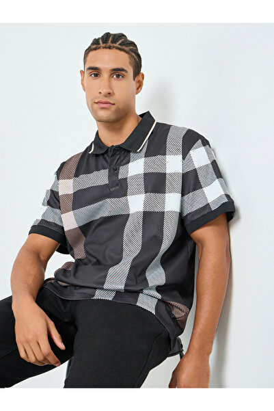 Take Two By Styli Men Checked Short Sleeve Polo
