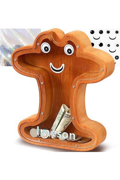 Other Educational Piggy Bank Letter I - Wood and Acrylic, Customizable - Brow...