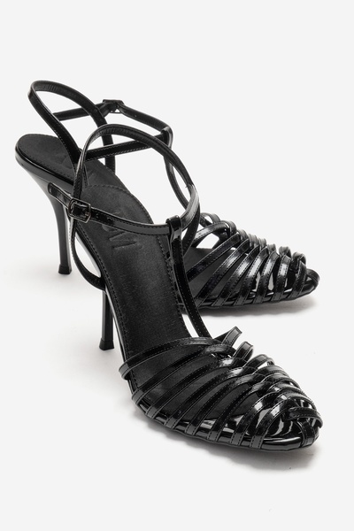 LuviShoes PASION Piele lacuită neagră pentru femei pantofi cu toc