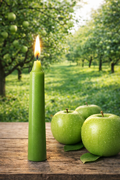 OEM Set 8 lumanari parfumate verzi aroma mar, lumanari conice decorative