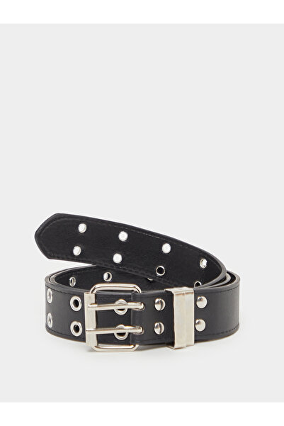 Styli Black Solid Double Pin Buckle Belt