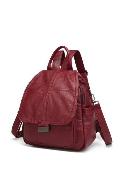 DELSOLERA Washable Leather Cover Detailed Multi-Compartment Stylish Backpack ...