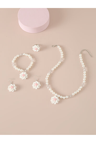 Take Two By Styli طقم من 4 قطع - قلادة من اللؤلؤ الصناعي، سوار، أقراط وخاتم