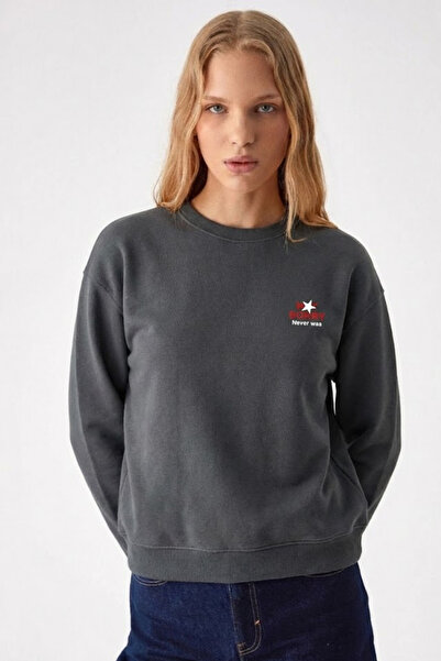 COMBİNE MİCHAİL Women's Sorry Chest Printed Smoked Sweatshirt