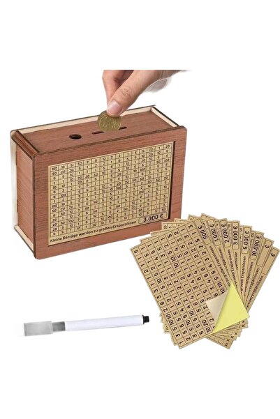 Other Wooden piggy bank with savings objective - Material , Brown, 20 x 14.5 ...