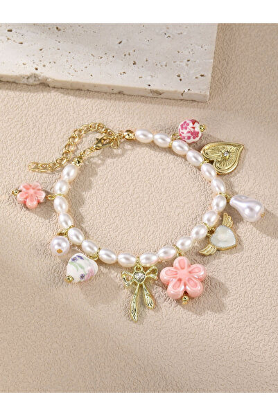 Take Two By Styli Faux Pearl Charm Bracelet