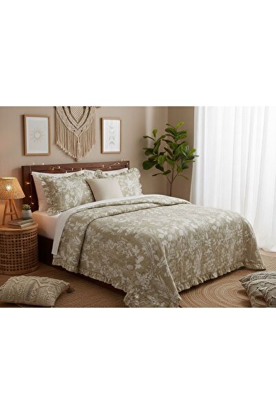 Serenova Dream Double Patterned Ruffled Quilted Bedspread Set 260X240 King Size