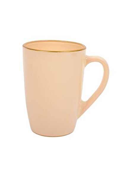 SHOPIENS Cream Glass Cup with Golden Edge 335 ml