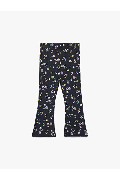 Koton Детски чорапогащи с флорален мотив и антрацит 6SMG40005AK