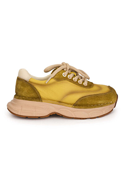 Trenddo Shoes Women's shoes made of yellow genuine Leather with laces 18753