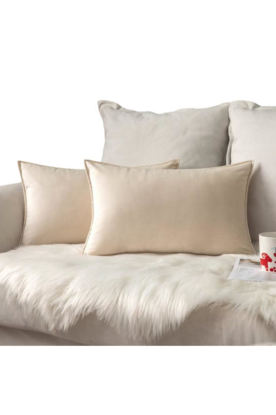Other Set of 2 MIULEE Pillowcases - Premium Velvet , Hemmed Edges - Cream, 30...
