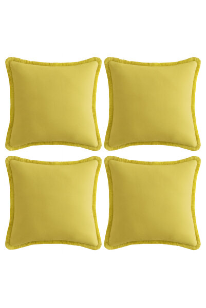 Other Set 4 Fețe de Pernă Decorative - 100% Bumbac, Stil Boho cu Ciucuri - 55...