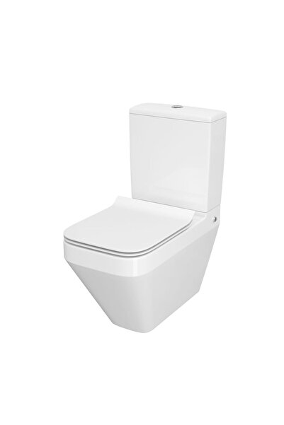 Cersanit Vas de toaletă cu capac, Crea dreptunghiular CleanOn, cu suport pent...