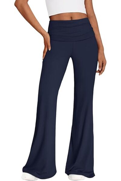 Other Pantaloni damă picior lat - eleganți, talie înaltă, nailon - Bleumarin M