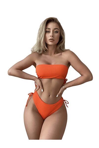 Other Costum de Baie Damă Două Piese - Bikini Bandeau Reiat, Talie Înaltă - P...